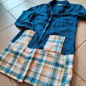 Spliced Flannel Plaid Shirt Jacket sz S-M shacket upcycled original